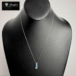 3/$25 Aqua Crystals on Silver Tone Chained Necklace